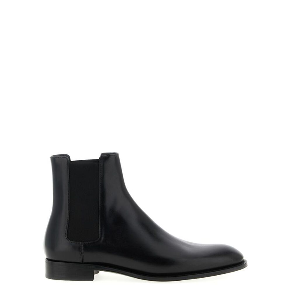 Saint Laurent Black Calfskin Chelsea Men's Boots